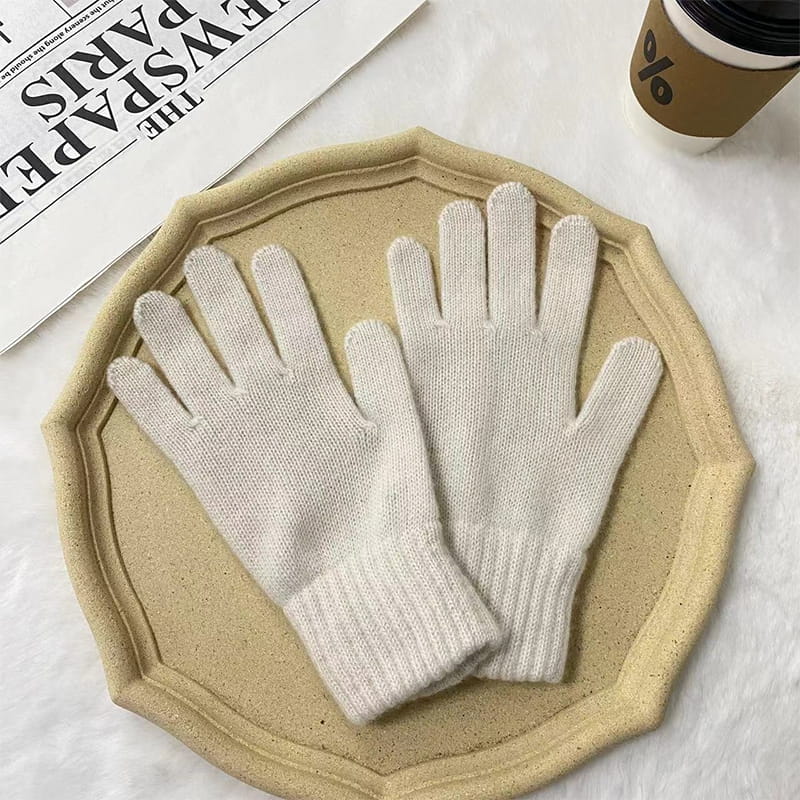 Egységes színű meleg gyapjú poliészter kötött kesztyű